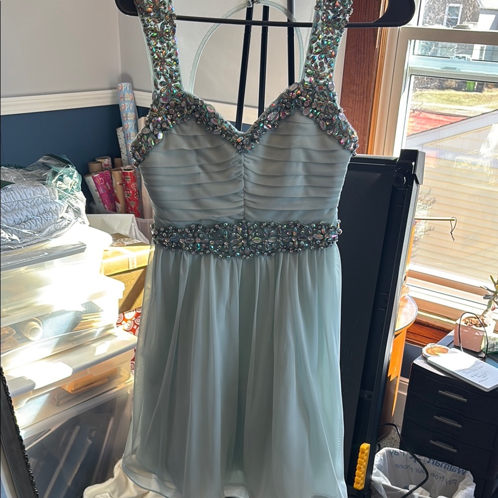 Embellished Light Blue Dress